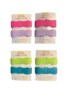 Silicone Label Bands – Set of 4 – Pink, Lavender, Lime & Teal – NWT